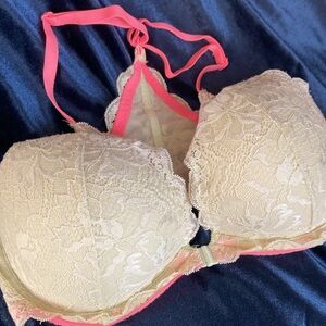 Victoria’s Secret padded  push-up bras size 36D racer back yellow salmon